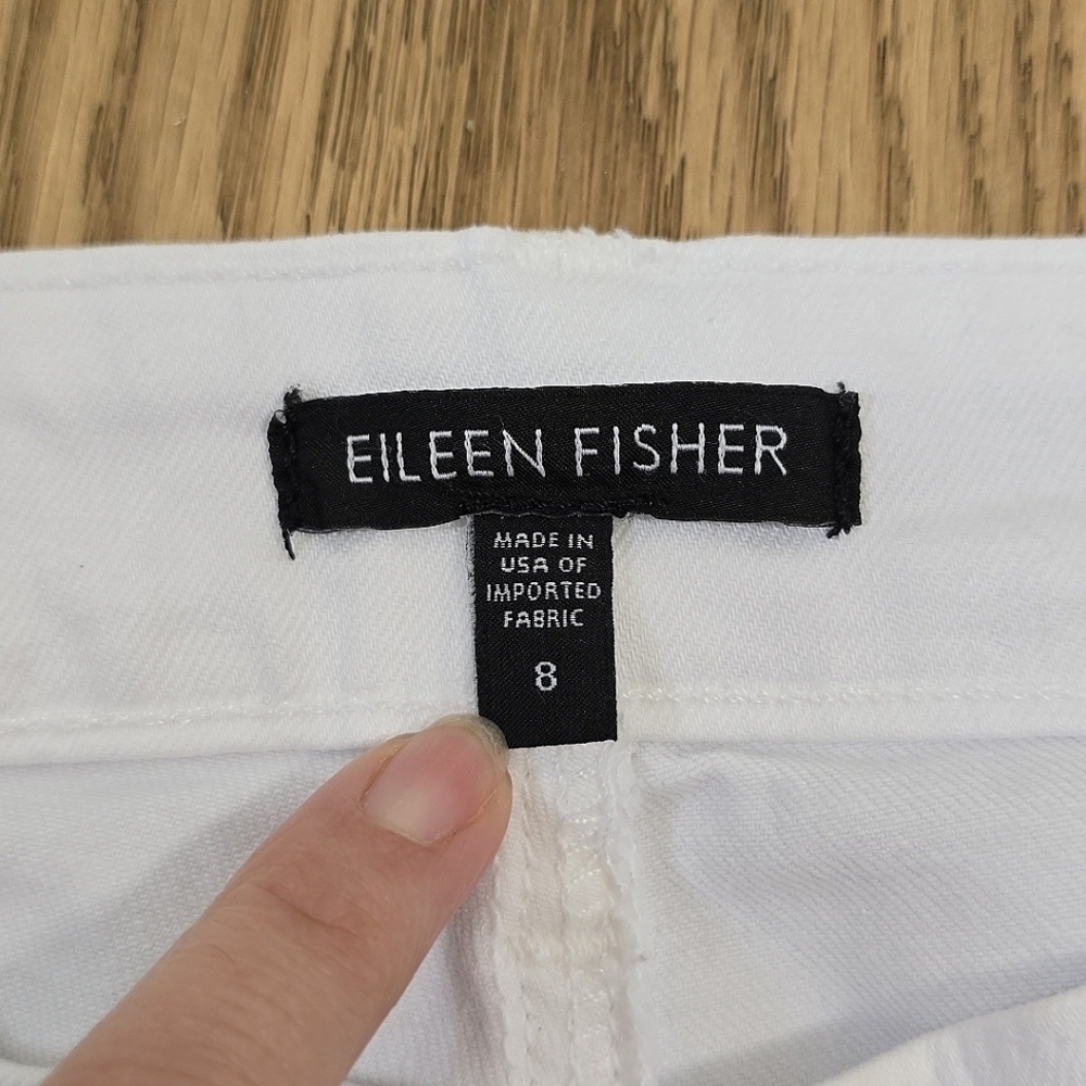 Eileen Fisher White Organic Cotton Denim Slim Jeans Size 8 - Picture 2 of 10